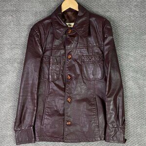 Vintage 70s Victoria Leather Jacket Men's Small Oxblood Burgundy Fight Club Pimp